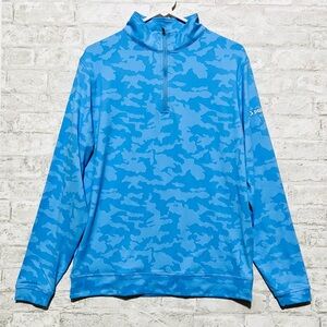 Peter Millar Perth Camo Performance Quarter-Zip pullover in Liberty Blue